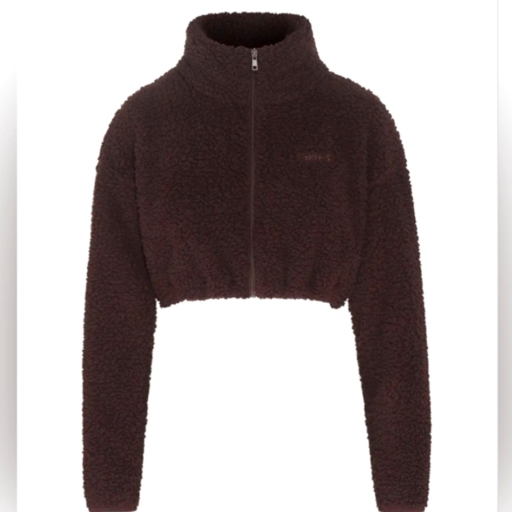 SKIMS Teddy Brown Crop Jacket